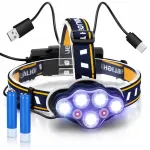 RETOO S148 galvos žibintuvėlis, 8 LED COB T6, įkraunamas per USB, galingas