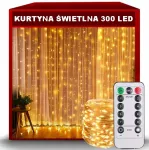 LED &scaron;viesos užuolaida 3 &times; 3 m, 300 lempučių, &scaron;ventinė girlianda langui