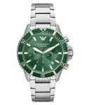 Emporio Armani Diver AR11500 vyri&scaron;kas laikrodis, žalias ciferblatas, plieninė apyrankė