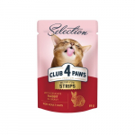 CLUB 4 PAWS Premium Selection visavertis konservuotas ėdalas suaugusioms katėms, juostelės su triu&scaron;iena padaže 85g.x12vnt.