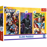 Žaidimų zona | PC | Konsolės | Priedai // Edukaciniai žaislai | Interaktyvūs | Kūrybi&scaron;ki | Meni&scaron;ki // Puzzle - 3x80 - Dni pełne akcji - Disney Marvel The Avengers - Trefl 34883