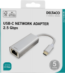 USB-C tinklo adapteris DELTACO, 2,5G, aliuminis / USBC-GIGA6
