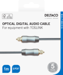 High End Toslink kabelis DELTACO optinis skaitmeninio garso kabelis, 1 m, juodas / TOTO-11-K / 00190001