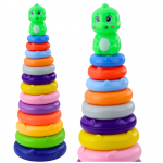 Žaidimų zona | PC | Konsolės | Priedai // Žaislai ir žaidimai vaikams // Wieża Piramidka Dinozaur Kolorowa 13 K&oacute;łek 45 x 15,5 x 15,5 cm
