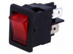 ROCKER | DPST | Pos: 2 | OFF-ON | 10A/250VAC | 10A/28VDC | red | Body: black