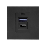 Naujos prekės // NOEN USB x 2 - typ A + C, podw&oacute;jny port modułowy 45x45mm z ładowarką USB, 2,1A 5V DC, czarny