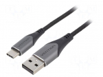 Cable | USB 2.0 | USB A plug,USB C plug | nickel plated | 2m | silver