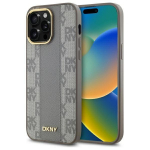 Kitas telefono priedas DKNY  DKNY Leather Checkered Mono Pattern MagSafe iPhone 14 Pro Max Case - Beige