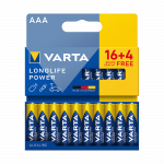 Akumuliatoriai ir baterijos // AA, AAA ir kitų dydžių baterijos, įkrovikliai &ndash; galima užsakyti // Bateria alkaiczna VARTA LR03 Longlife Power 16+4/blist.