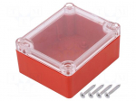 Enclosure: multipurpose | X: 74mm | Y: 89mm | Z: 41mm | ABS | red | gasket