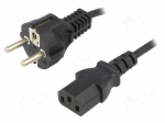 Cable | CEE 7/7 (E/F) plug,IEC C13 female | 3m | black | PVC | 10A