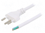 Cable | 3x1mm2 | wires,SEV-1011 (J) plug | PVC | 3m | white | 10A | 250V