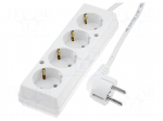 Extension lead | 3x1.5mm2 | Len: 5m | PVC | white | Sockets no: 4 | 16A