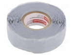 Tape: self-amalgamating | grey | 25mm | L: 9m | Thk: 0.5mm | max.180&deg;C