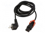Cable | CEE 7/7 (E/F) plug angled,IEC C13 female | 1m | black | 10A