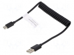 Cable | coiled,USB 2.0 | USB A plug,USB C plug | nickel plated