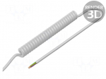 Wire: coiled | 7x0.15mm2 | unshielded | PUR | white | 300V | 1m | 4m