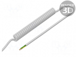 Wire: coiled | 4x0.22mm2 | unshielded | PUR | white | 300V | 0.2m | 0.8m