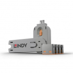 Moduliai ir siųstuvai LINDY  USB PORT BLOCKER 4PACK/ORANGE 40453