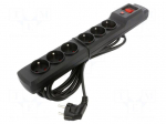 Plug socket strip: protective | Sockets: 6 | 250VAC | 10A | black