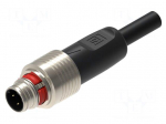 Cable: for sensors/automation | M12 | PIN: 4 | straight | 3m | plug | 4A