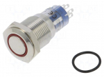 Switch: vandal resistant | DPDT | 3A/250VAC | IP67 | ON-(ON) | red | 2kV