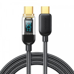 Joyroom S-CC100A4 datu pārraides un uzlādes vads | USB-C uz USB-C | 100W | ar LED ekrānu | 1.2m | melns