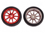 Wheel | red | Shaft: smooth | Pcs: 2 | screw | &Oslash;: 65mm | Plating: rubber