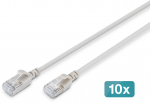 Digitus DIGITUS CAT 6A F/FTP plok&scaron;čias tinklo kabelis 5m grey 10 vnt.