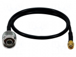 Cable | 50&Omega; | 0.5m | N plug,SMA socket,reverse | shielded | black