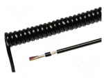 Wire: coiled | 6x0,14mm2 | braid made of copper wires | PUR | black