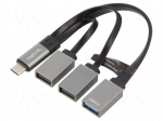 Hub USB | USB A socket x3,USB C plug | USB 3.0,USB 3.1 | PnP | black