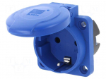 Connector: AC supply | socket | 2P+PE | 250VAC | 16A | blue | PIN: 3 | IP54