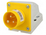 Connector: AC supply | socket | male | 16A | 110VAC | IP44 | Layout: 2P+PE