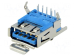 Socket | USB A | THT | angled 90&deg; | USB 3.0 | gold-plated | with latch