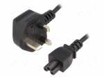 Cable | BS 1363 (G) plug,IEC C5 female | 1.8m | black | PVC | 2.5A