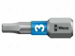 Screwdriver bit | hex key | HEX 3mm | 1/4" | Overall len: 25mm
