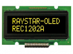 Display: OLED | alphanumeric | 12x2 | Dim: 55.7x32x11mm | yellow | 1x15