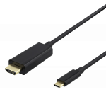 USB-C - HDMI kabelis DELTACO 4K UHD, paauksuotos jungtys, 2m, juodas / USBC-HDMI1020-K / 00140021