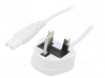 Cable | 2x0.75mm2 | BS 1363 (G) plug,IEC C7 female | PVC | 1.8m | 3A