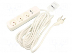 Extension lead | 3x1.5mm2 | 1.5m | PVC | white | Sockets no: 3 | 16A