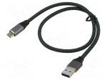 Cable | USB 3.1 | USB A plug,USB C plug | 0.5m | black-grey | 10Gbps