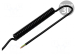 Wire: coiled | 7x0.22mm2 | unshielded | PUR | black | 300V | 1m | 4m