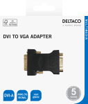 DVI-A - VGA adapteris DELTACO 1920x1200 60Hz, juodas / DVI-4-K / R00120001