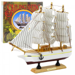 Žaidimų zona | PC | Konsolės | Priedai // Žaislai ir žaidimai vaikams // Model Kolekcjonerski Dekoracyjny Statek Żaglowiec Tr&oacute;jmasztowy Biały 24x23cm
