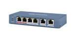 L2, Unmanaged, 4 10/100M RJ45 PoE ports, 2 10/100M RJ45 uplink ports, 802.3af/at/bt, port 1 support