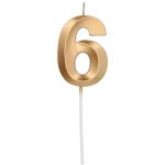 Folat Glamor Cake Candle topper Number 6 (7cm) Metallic Gold