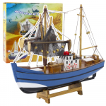 Žaidimų zona | PC | Konsolės | Priedai // Žaislai ir žaidimai vaikams // Model Kolekcjonerski Dekoracyjny Statek Kuter Rybacki Niebieski 30x26cm