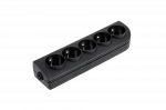 Rozečių blokai ir ki&scaron;tukai // Ki&scaron;tukai ir lizdai // Gniazdo przedłużacza x 5 z uziemieniem czarne GN-50-2