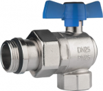 Ball valve with t-handle, angle version, blue 1" H